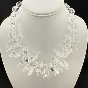 Mark by‎ Avon Rock of Ages Clear Faceted Teardrop Statement Necklace Acrylic
